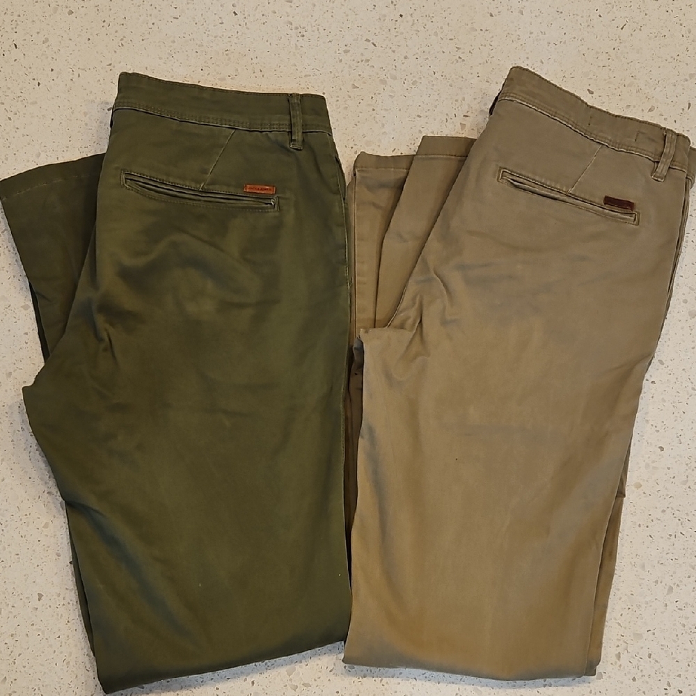 Jack & Jones Dual Pack Olive and Tan Chinos